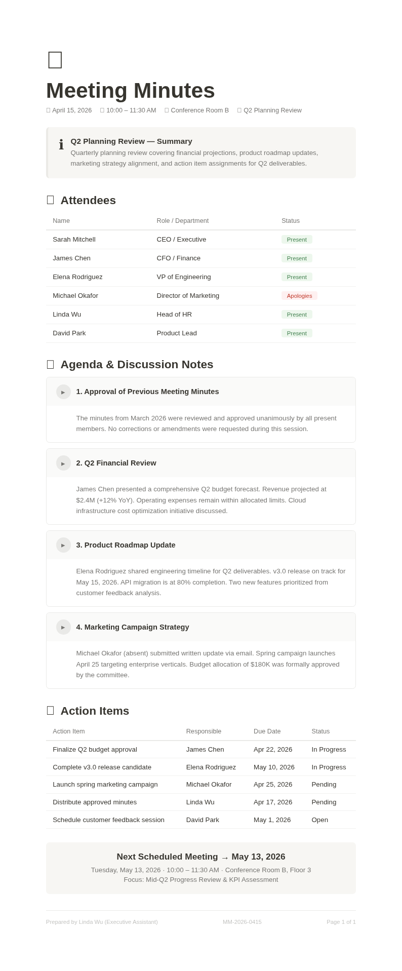 Notion clean meeting minutes